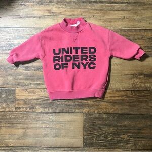 Zara “United Riders Of NYC” Coral Baby Oversized Crewneck